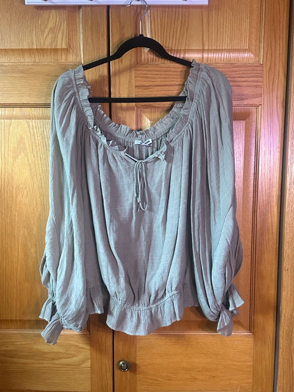 Fashion Nova Sage Green Boho Peasant Blouse